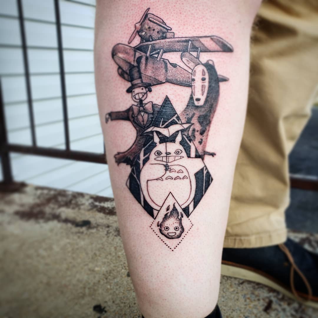 Tattoo by @inked_cupcake_tattooer — dotwork, anime