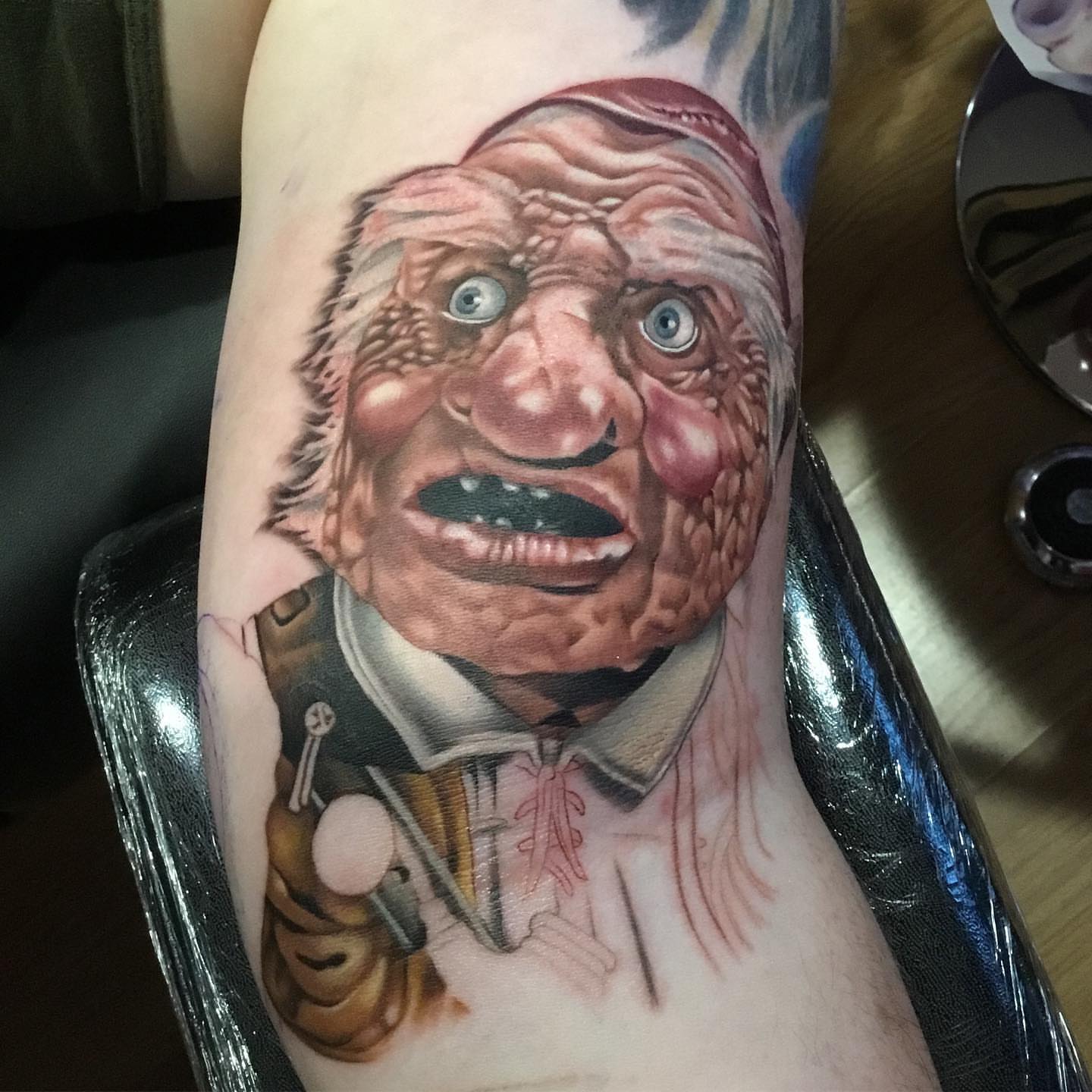 Old man realism tattoo on the forearm by Ariel Robinson