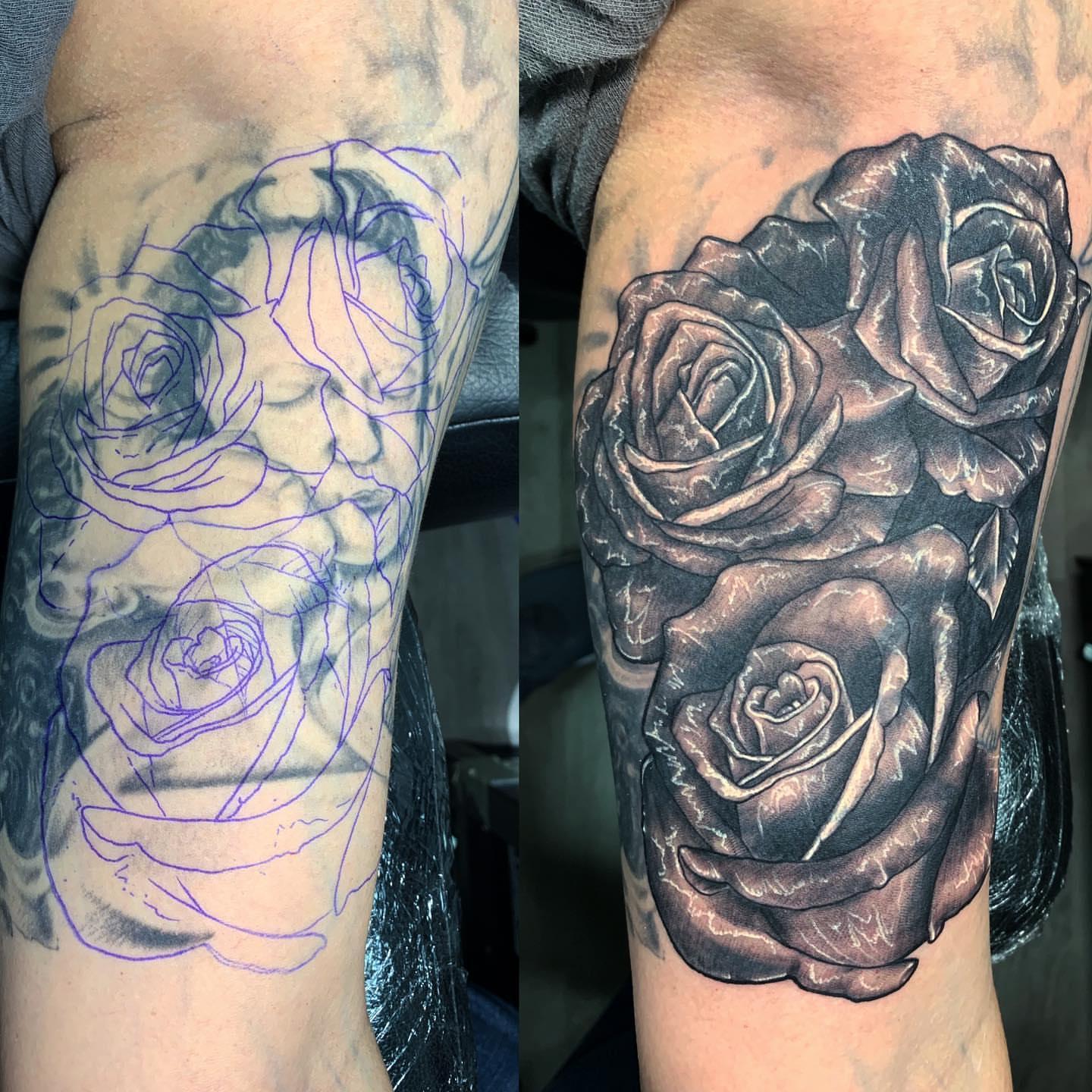 Roses realism tattoo on the forearm by Trevor Sibary