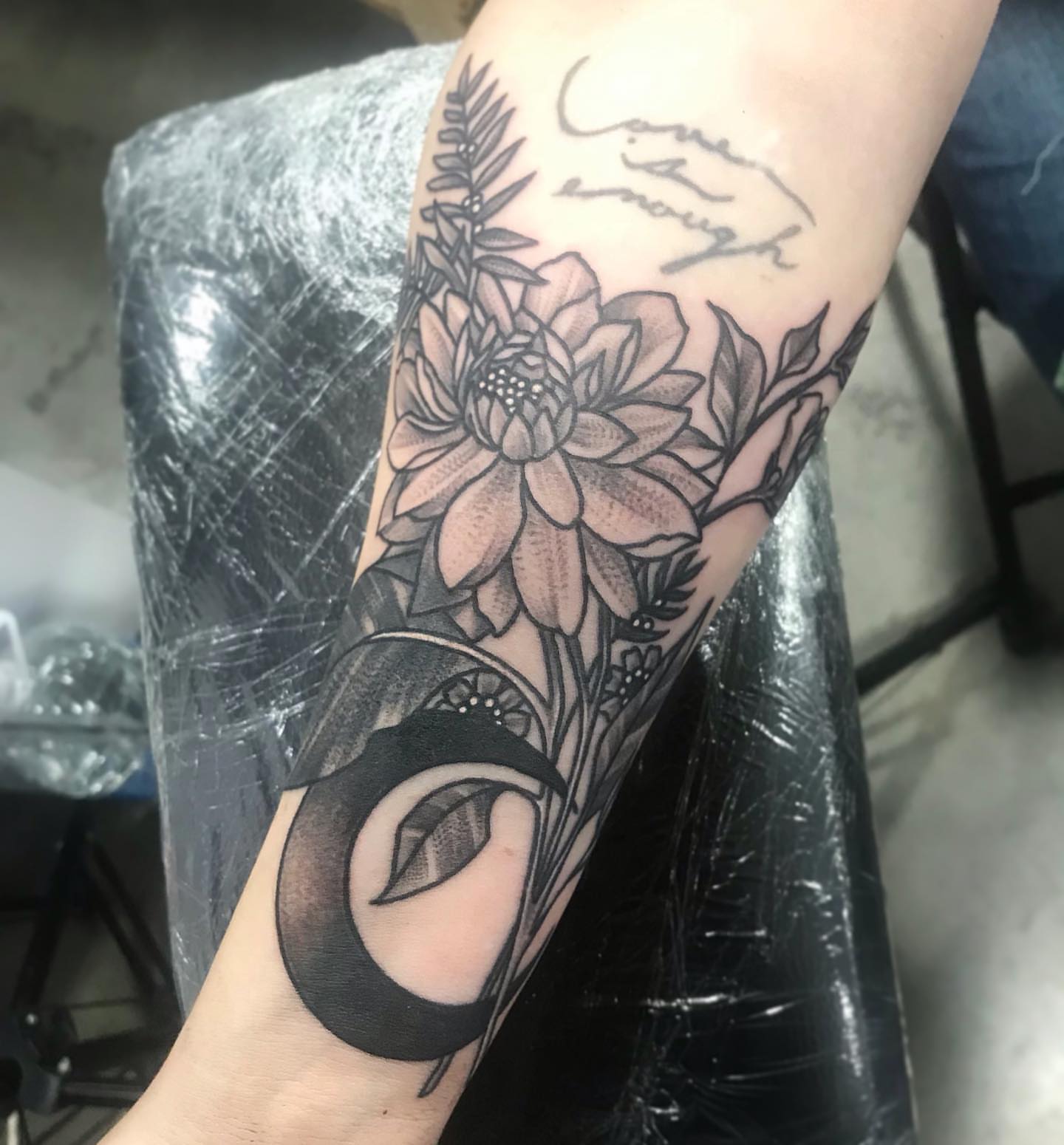 Tattoo by @emlectric_ — black_and_grey
