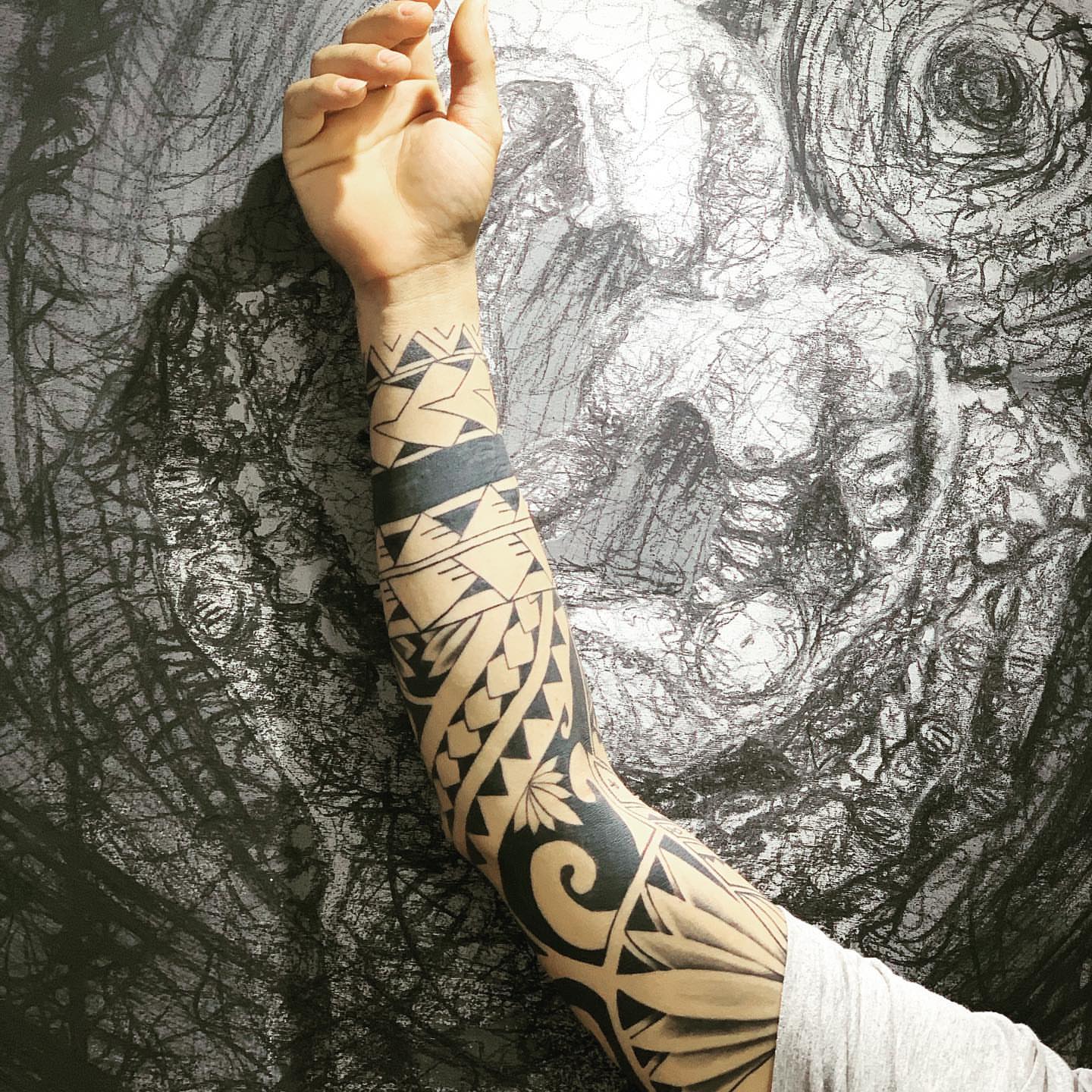 Tribal pattern tribal tattoo on the forearm by Luis Manuel Olivera, North Miami, Florida
