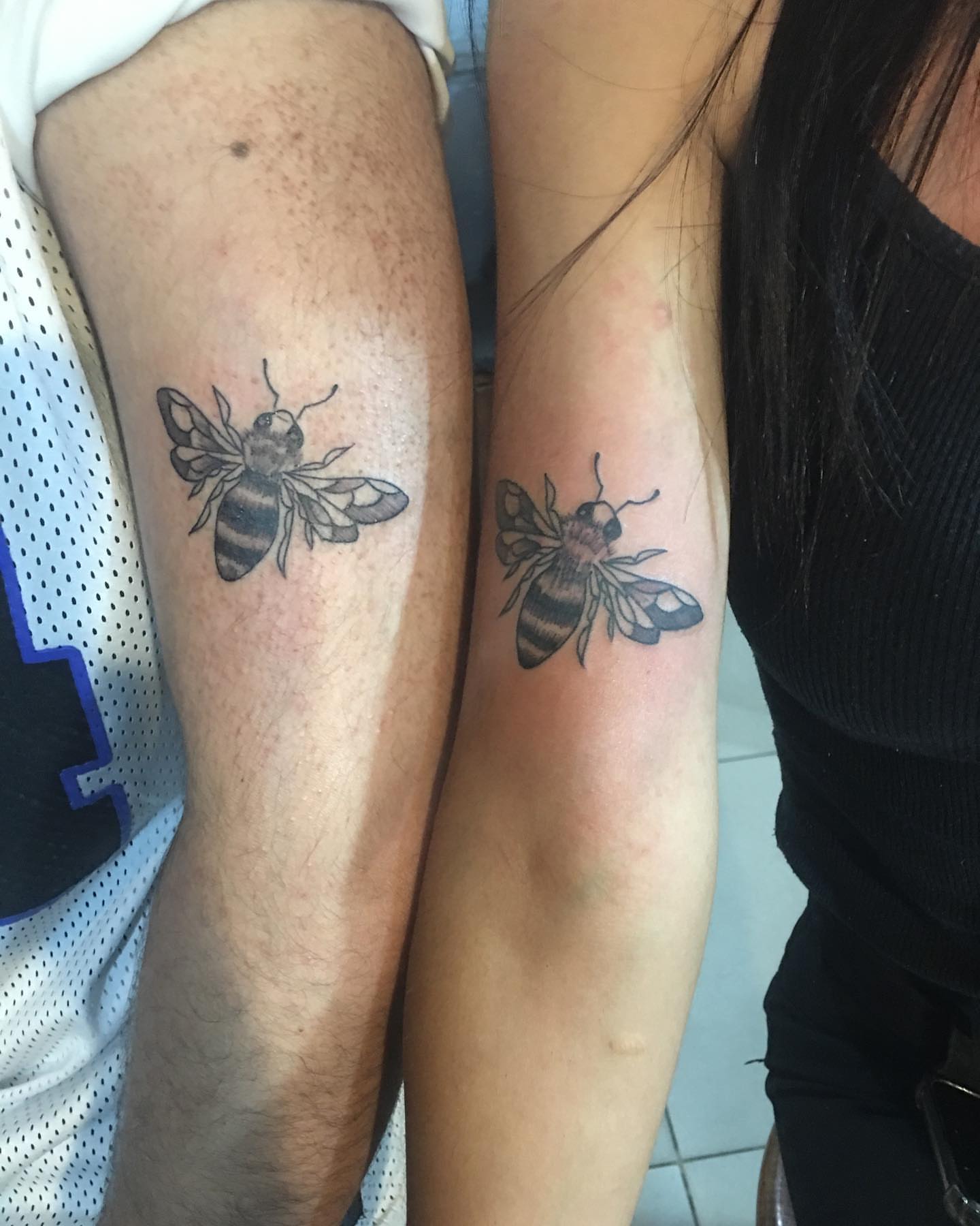 Bee black and grey tattoo on the forearm by PrimaTa’ttoo_021