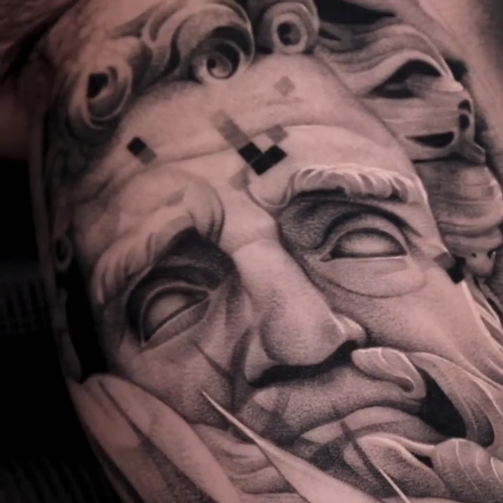 Bust of a classical statue realism tattoo by Ke$la