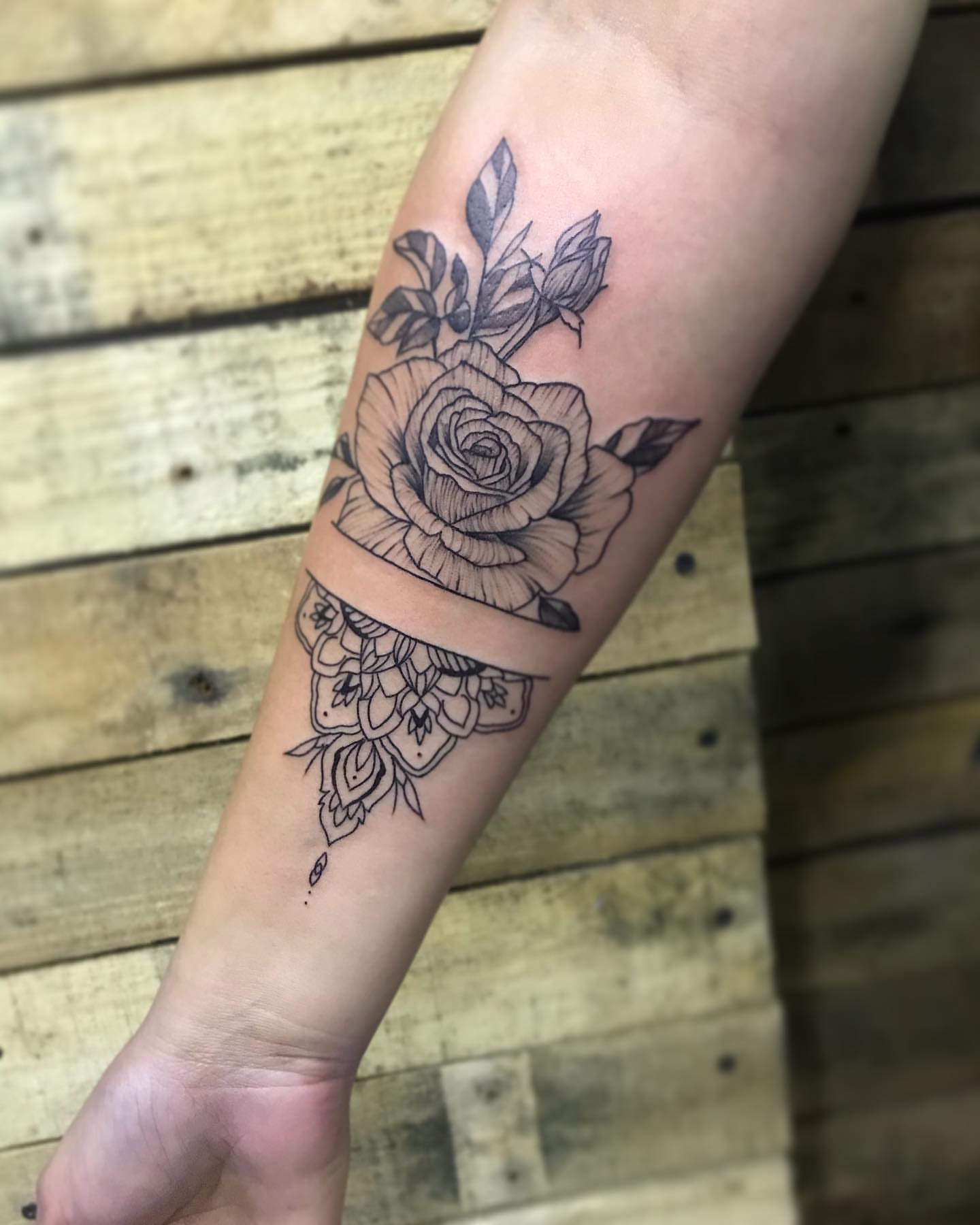 Rose black and grey tattoo on the forearm by PrimaTa’ttoo_021