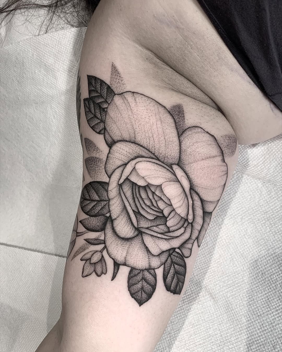 Tattoo by @feraleyes — dotwork, black_and_grey