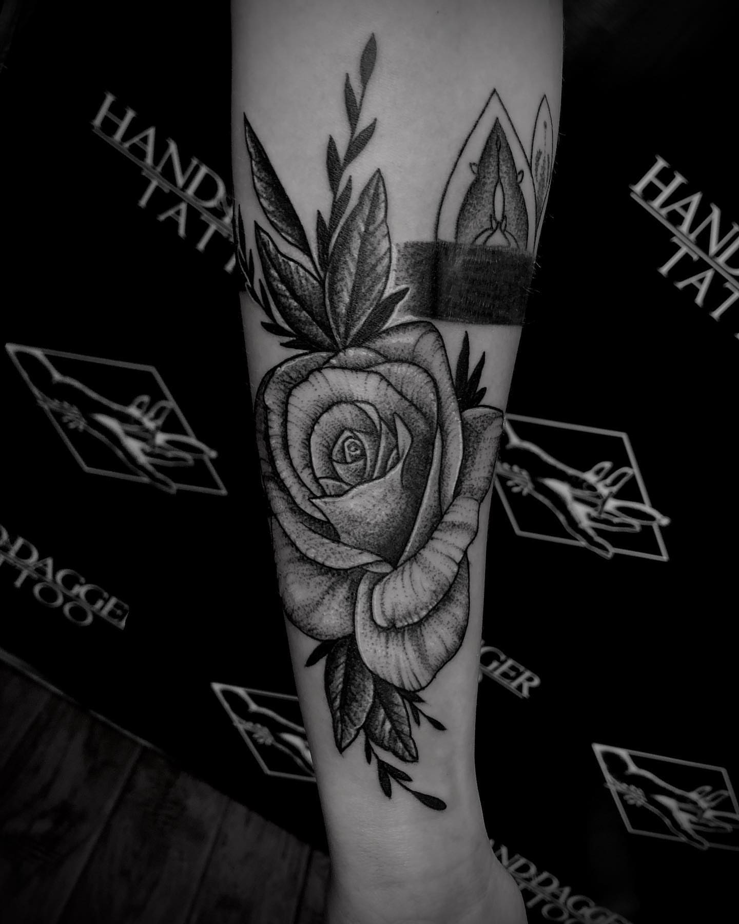 Rose black and grey tattoo on the forearm by Kody Miller Tattoos 📍Kansas City MO Tattoo, Kansas City, Missouri