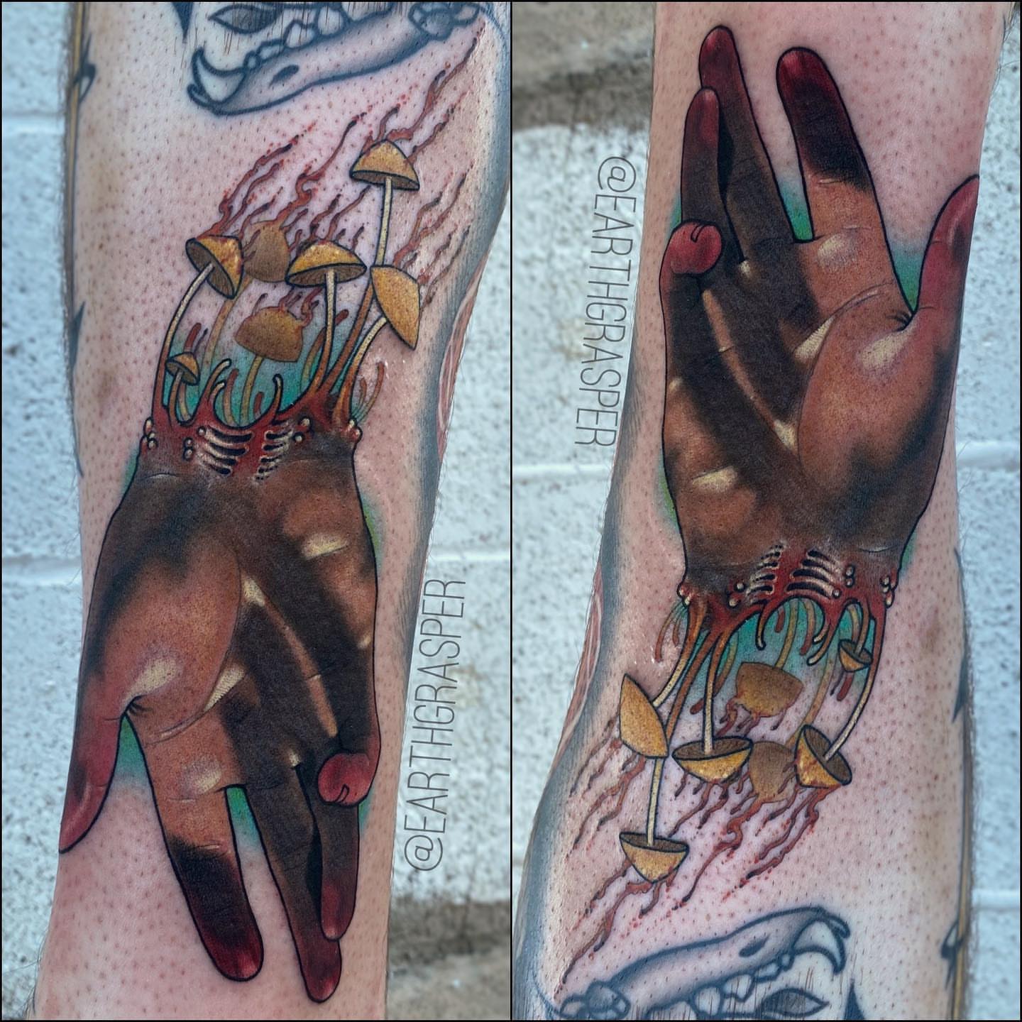Tattoo by @earthgrasper — realism, dotwork