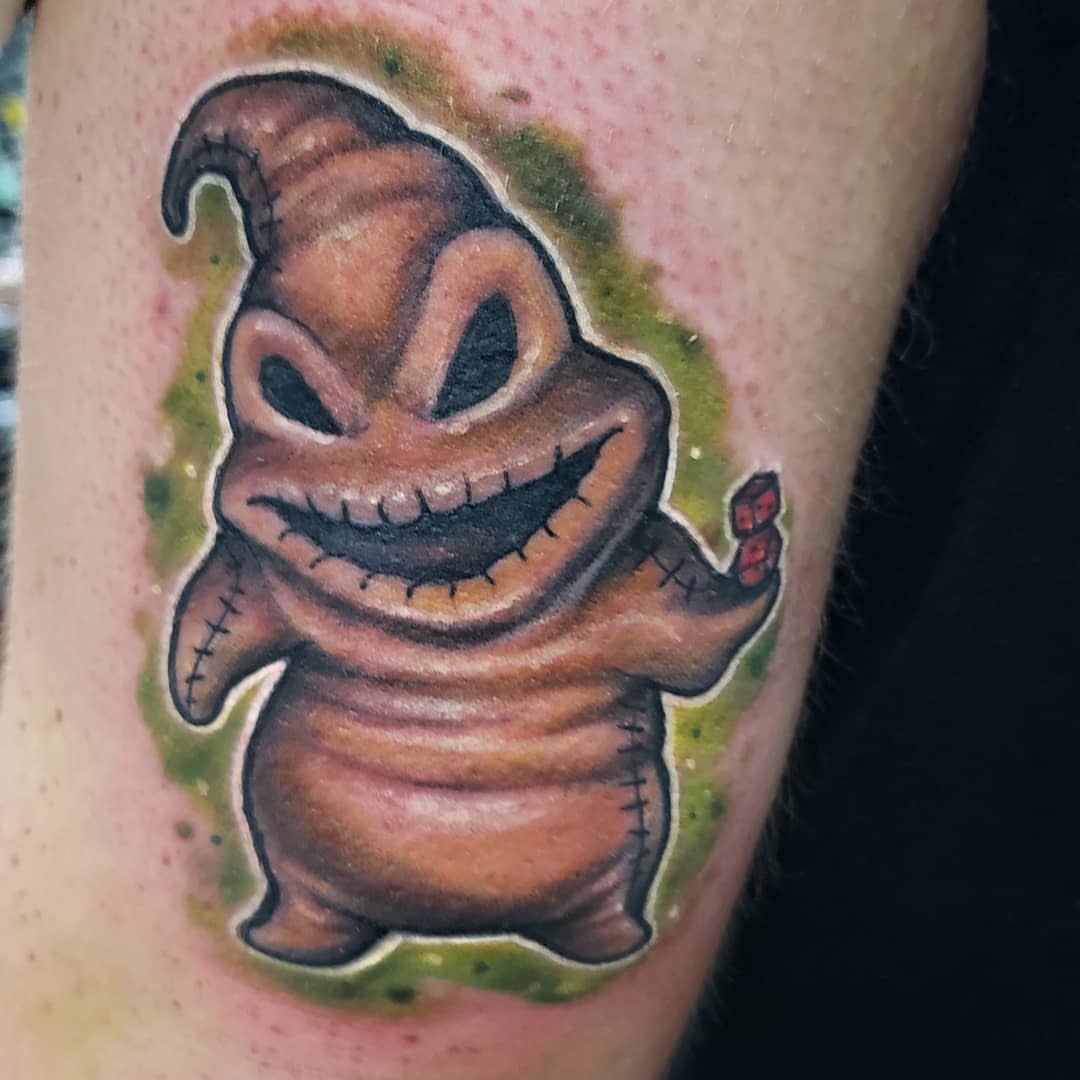 Oogie Boogie American traditional tattoo on the forearm by Greg West Sac tattoo artist, West Sacramento, California