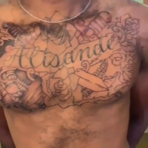 Name with roses and dagger realism tattoo by Deangelo Inkcrazy Dukes