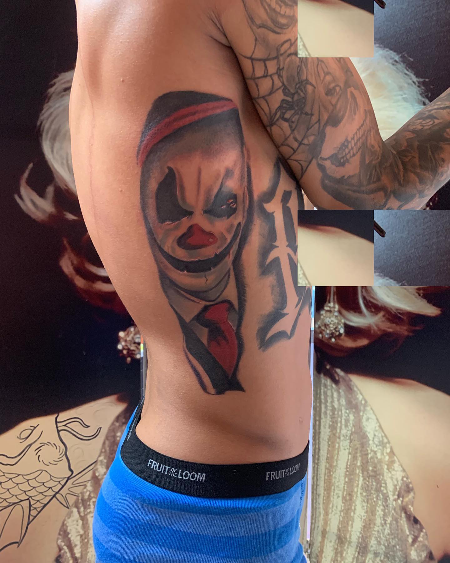 Clown realism tattoo on the forearm by Tattoos By Mauze