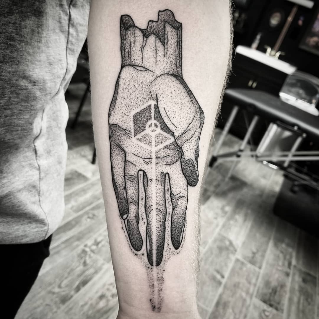 Tattoo by @killingjakob2 — dotwork, geometric