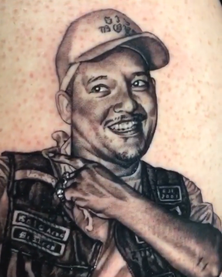 Portrait of a man realism tattoo by Abel Deida