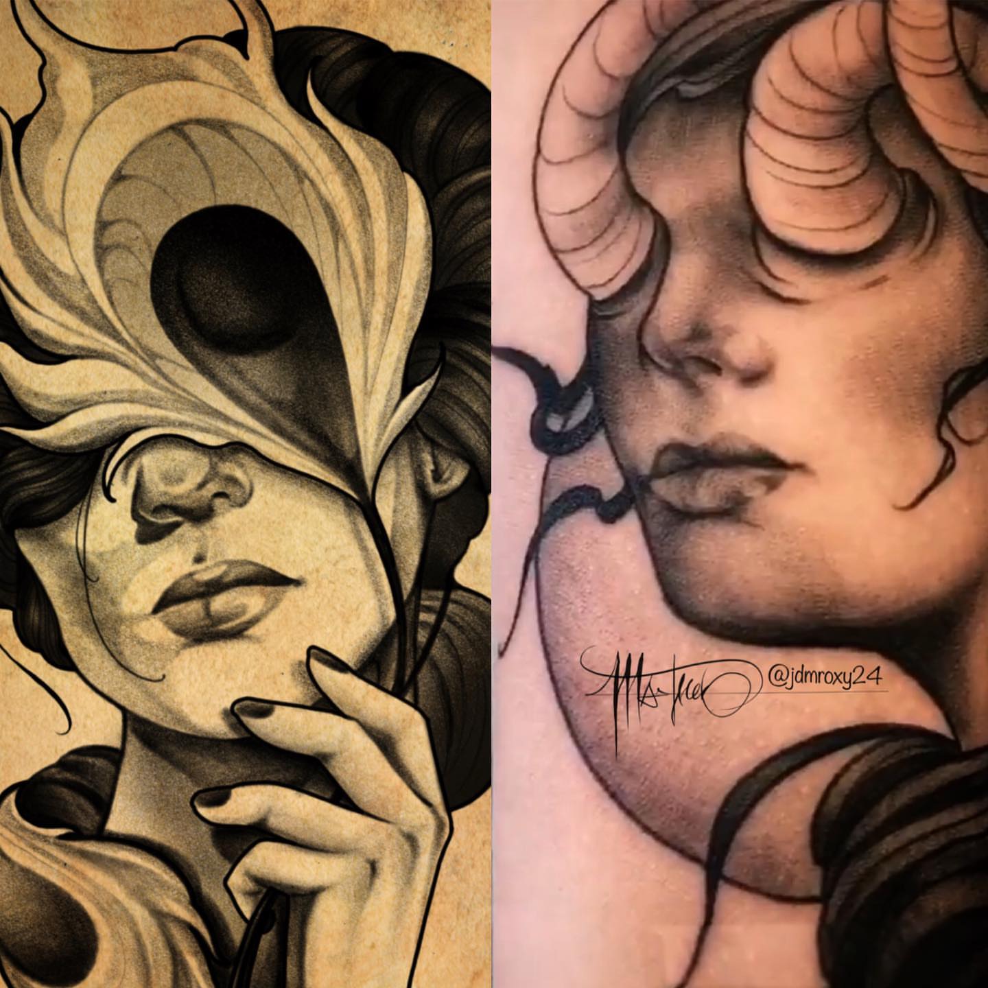 Tattoo by @jdmroxy_24 — realism, dark_realism