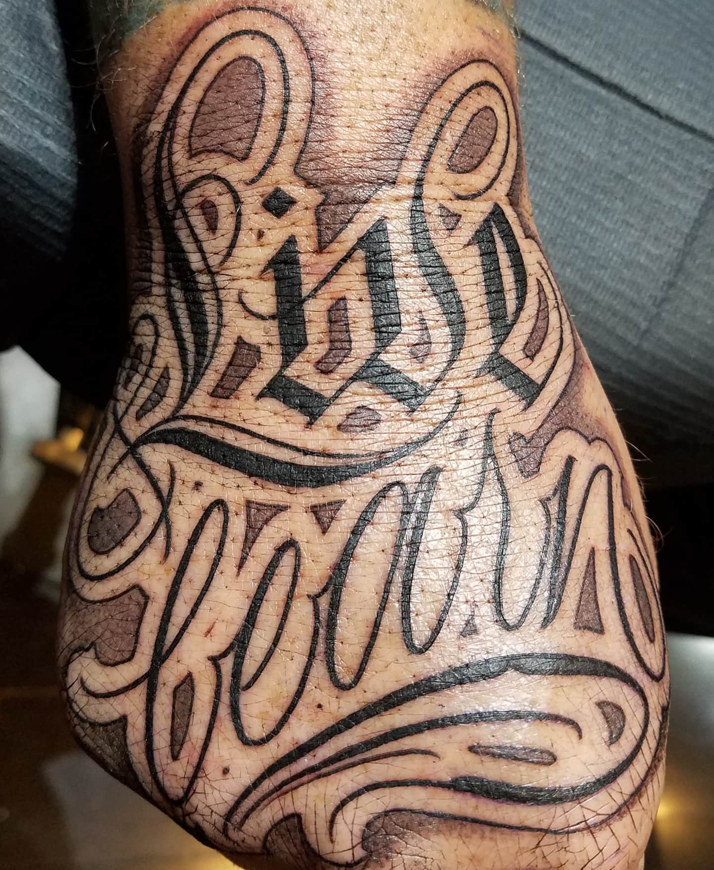 Script lettering lettering script tattoo on the forearm by @jaclyngreb