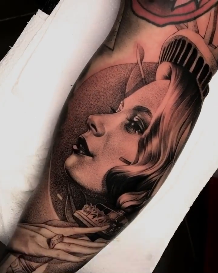Art Deco woman realism tattoo by Ke$la