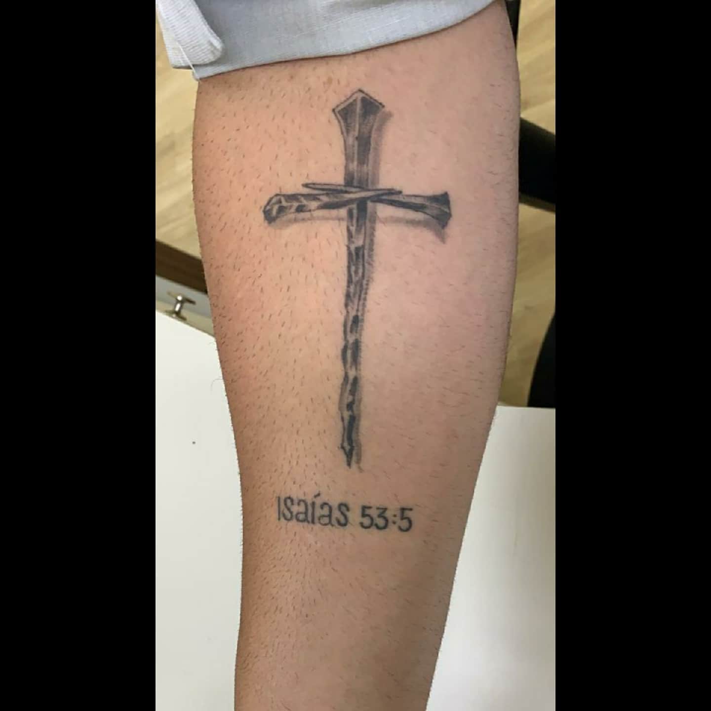 Cross black and grey tattoo on the forearm by Marquin π§π·