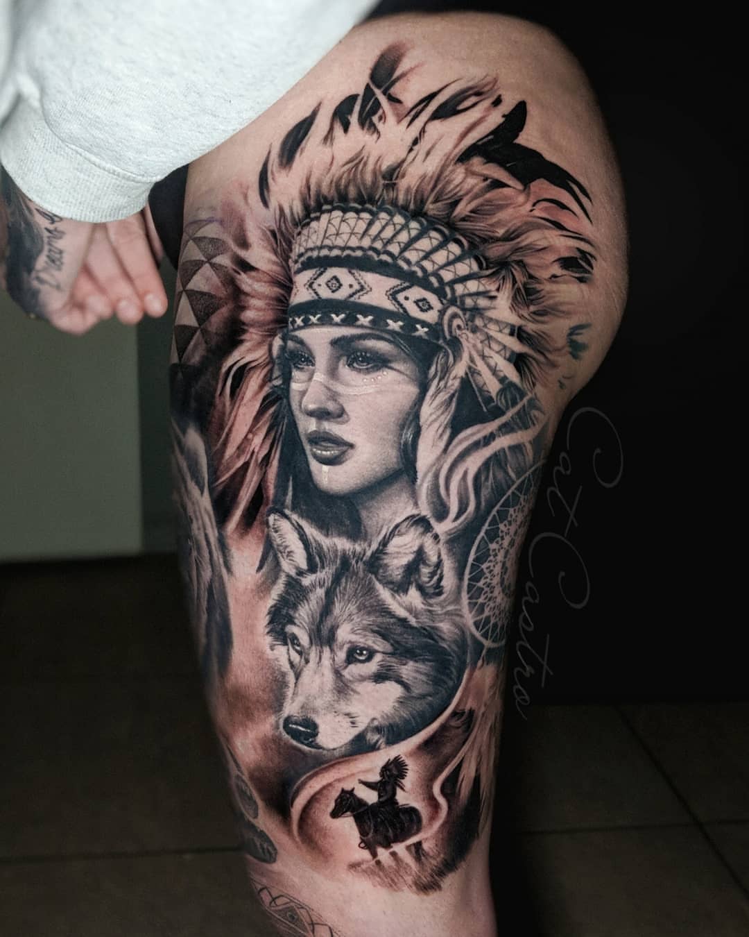 Tattoo by @catcastrotattoos — realism, black_and_grey
