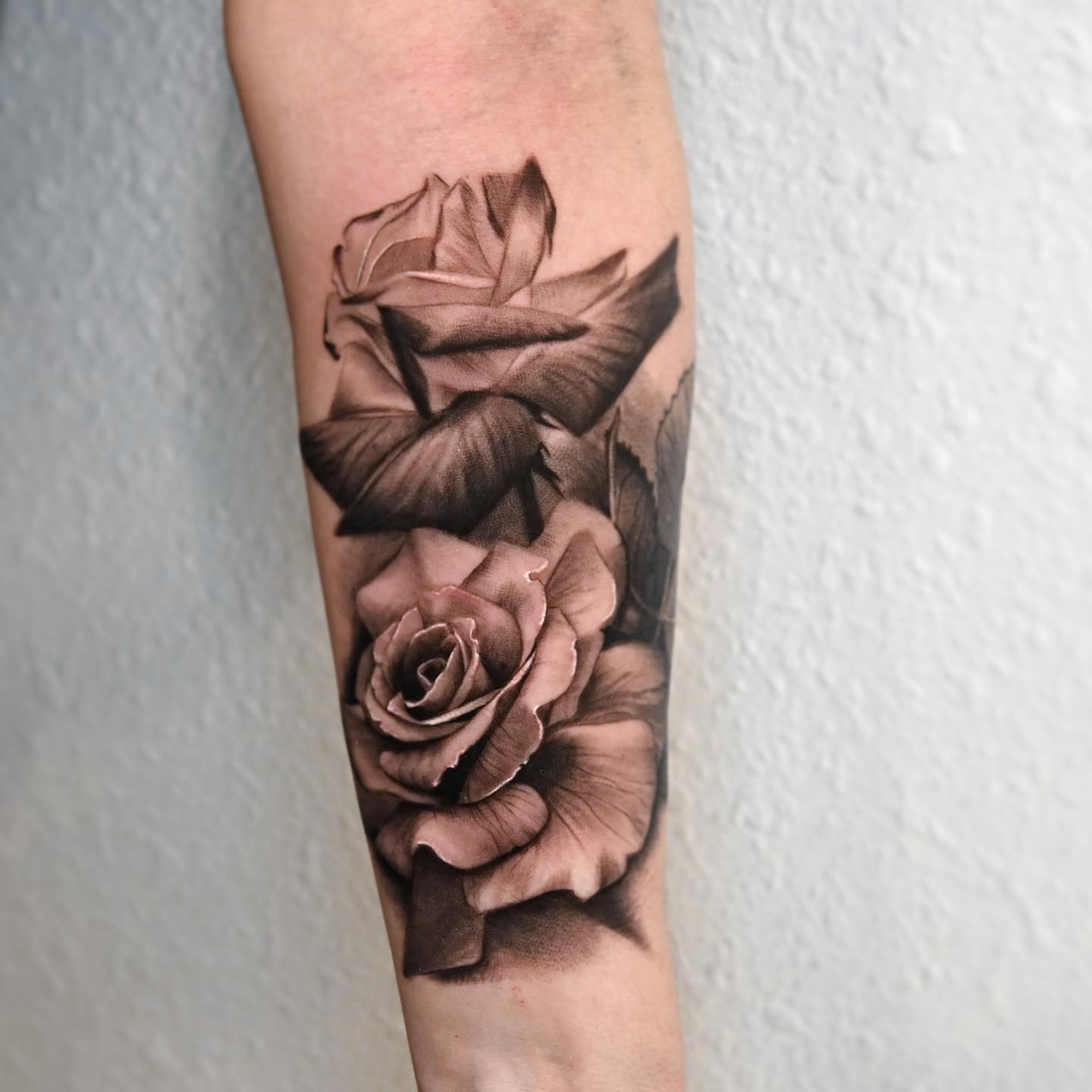 Roses realism tattoo on the forearm by Lorenzo Lopez