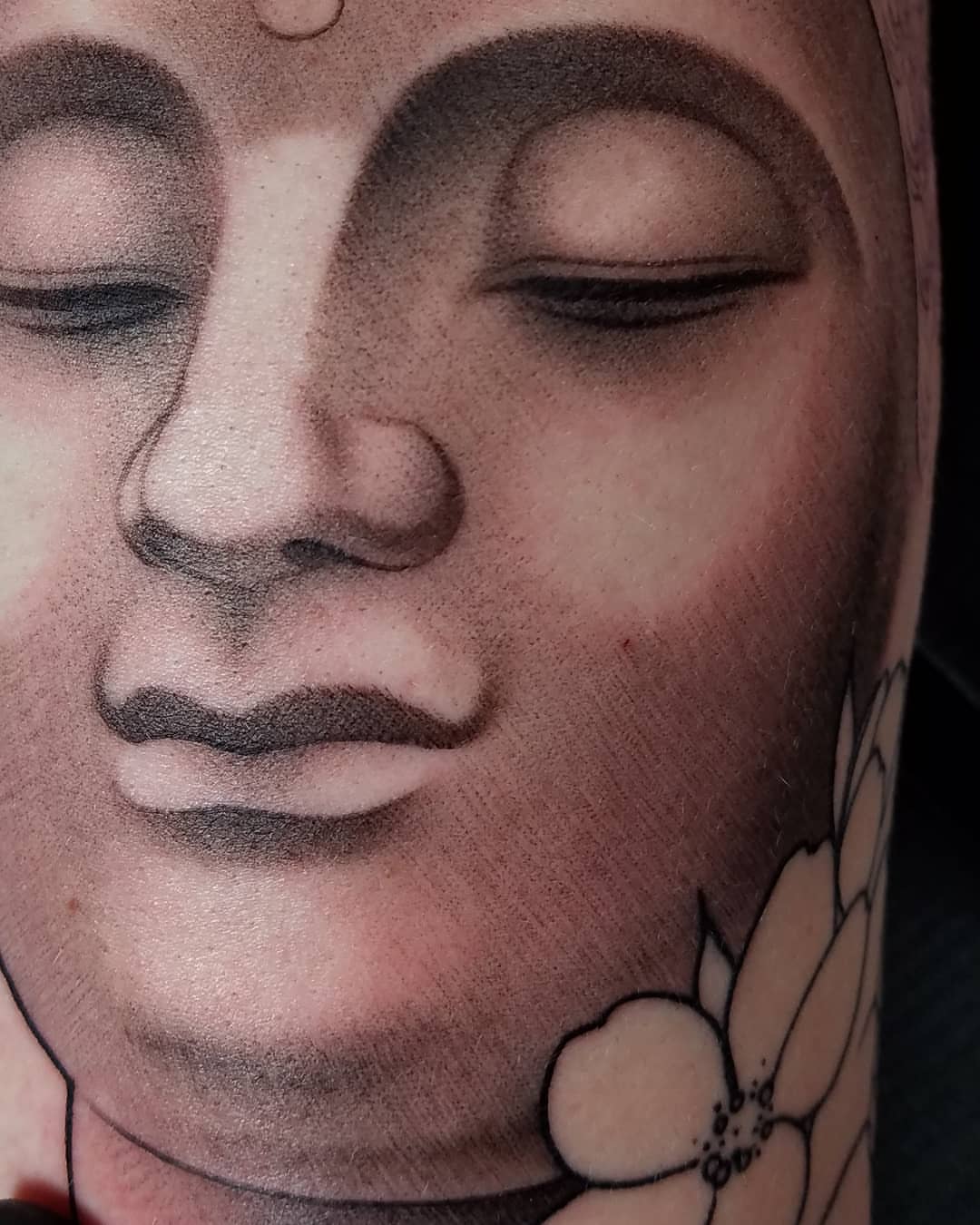 Face dotwork tattoo on the forearm by @jaclyngreb