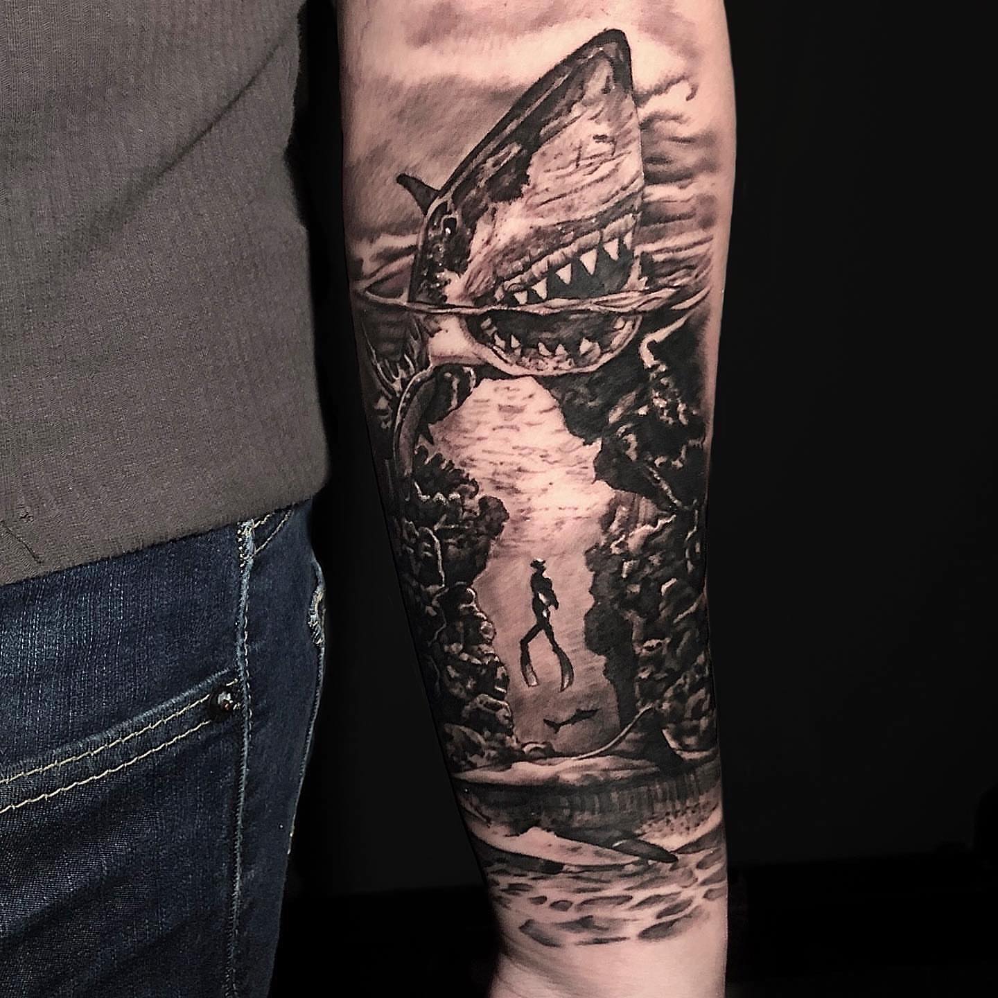 Tattoo by @mannyfacestattoo — realism, black_and_grey