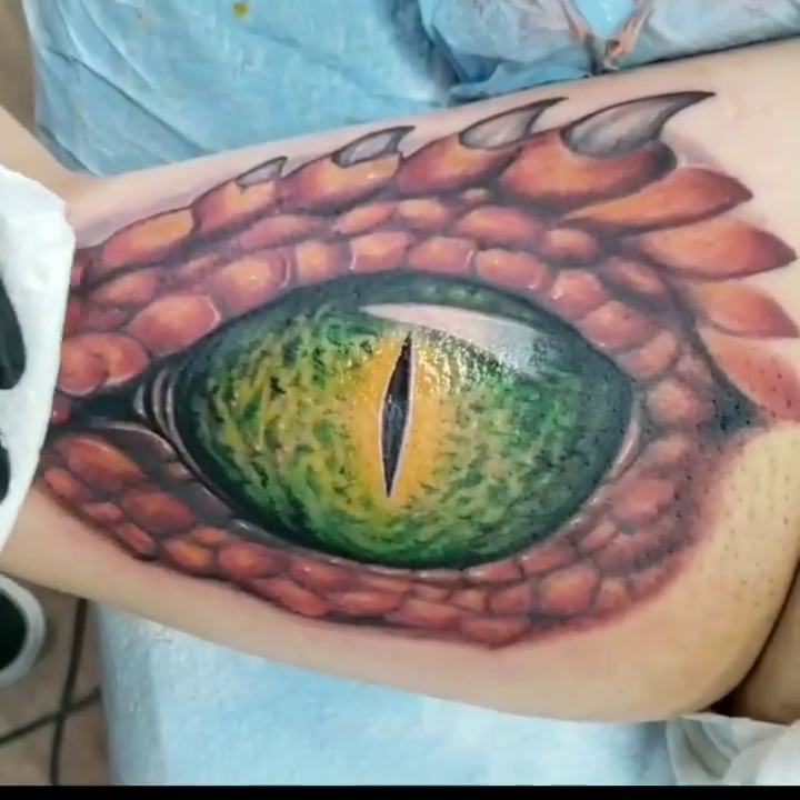 Dragon eye realism tattoo by Greg West Sac tattoo artist, West Sacramento, California