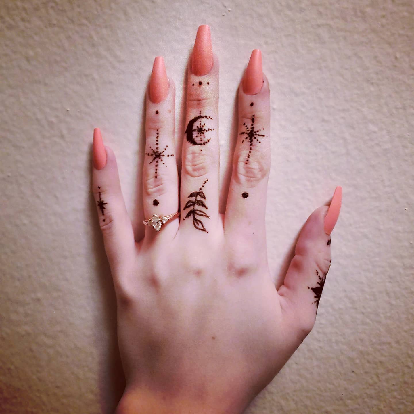 Abstract symbols dotwork tattoo on the hand by Nadine ☥