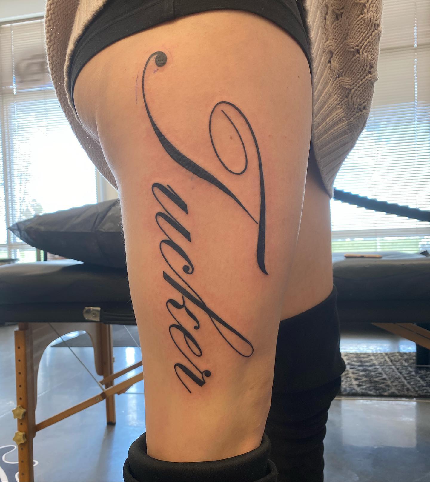 Tattoo by @queenieink — lettering_script