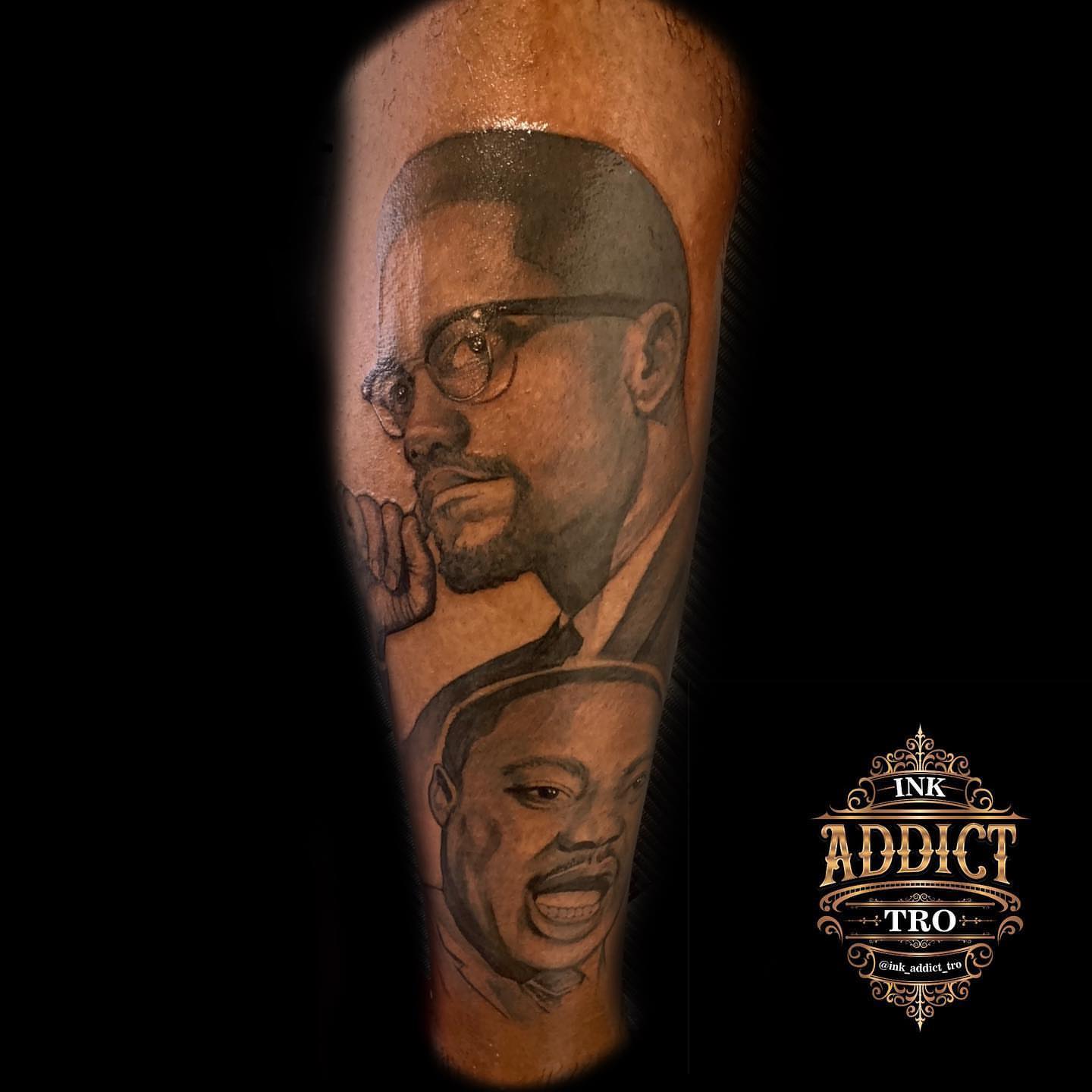 Two men realism tattoo on the forearm by Trocon Talhouk