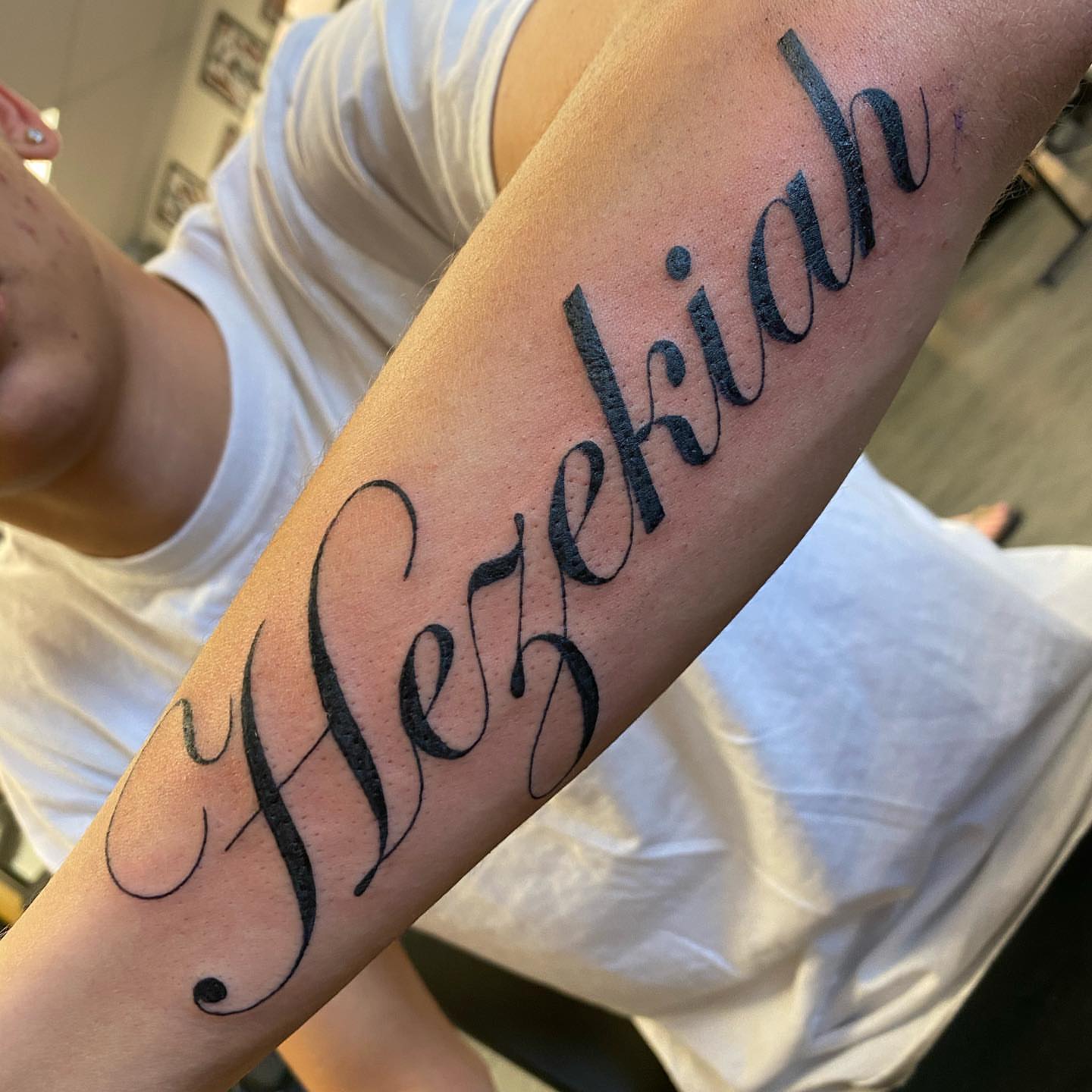 Tattoo by @queenieink — lettering_script