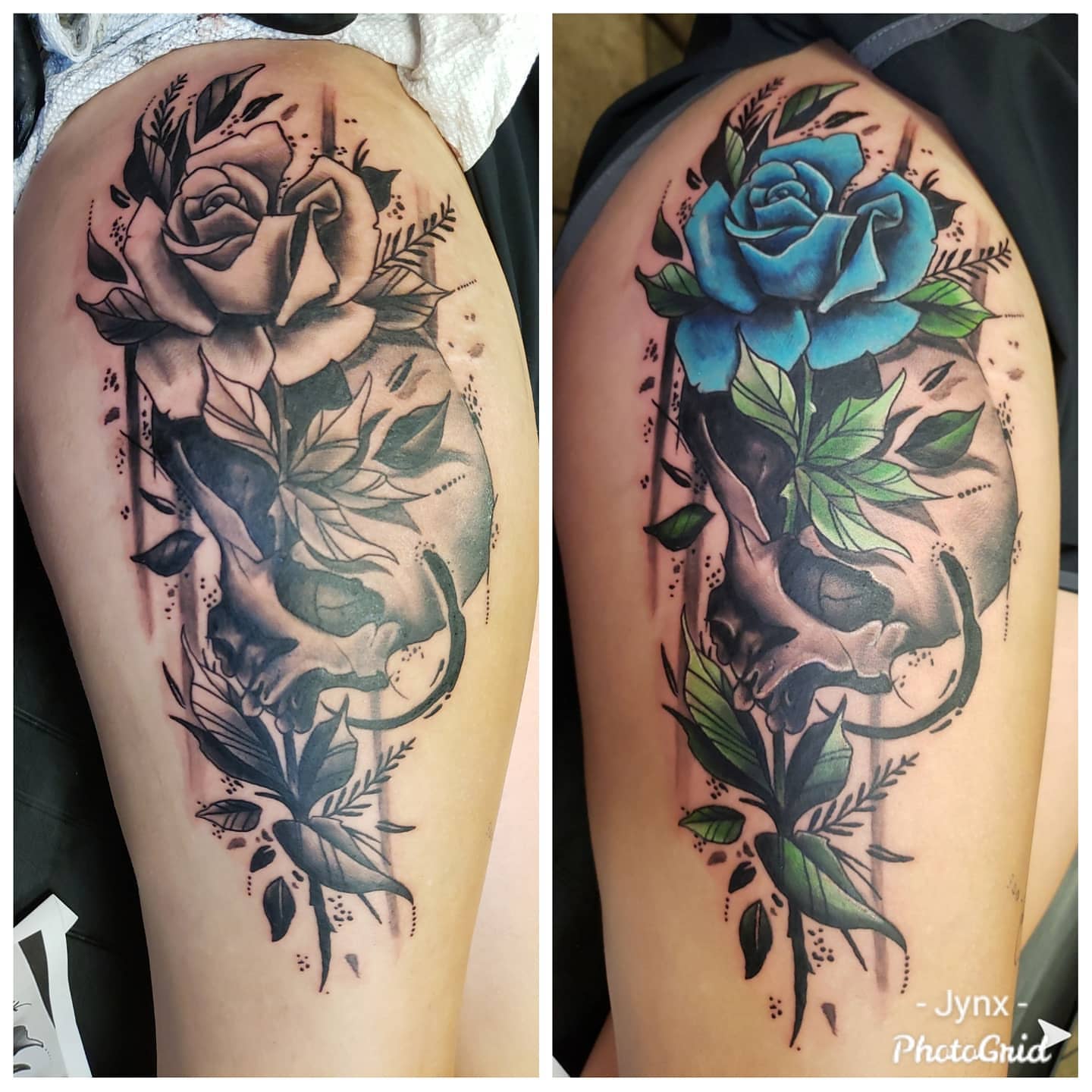 Tattoo by @7jynx13 — black_and_grey, realism