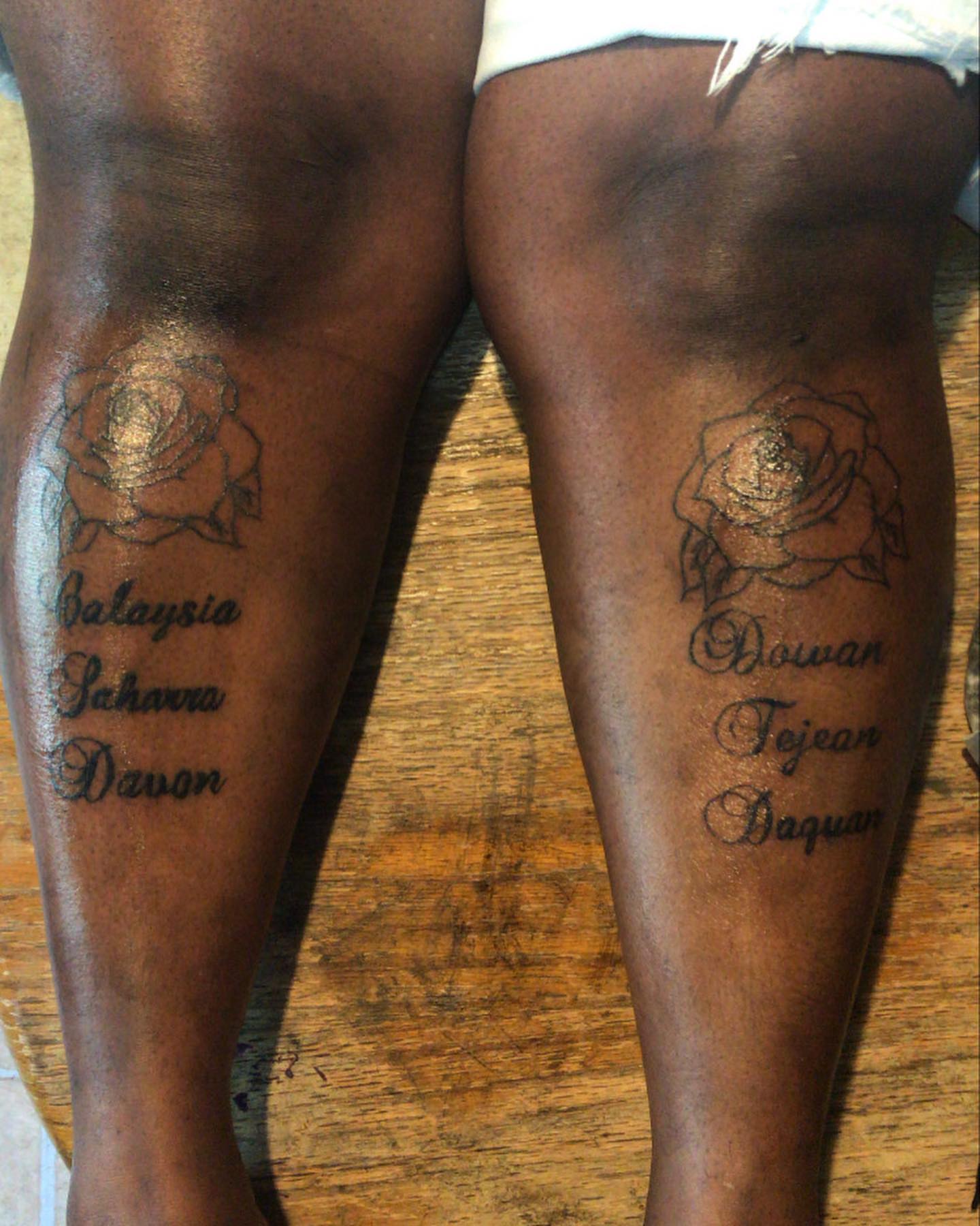 Rose black and grey tattoo on the leg by groovyyinkss