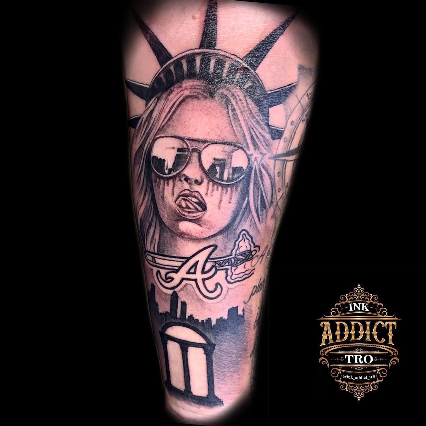 Statue of liberty American traditional tattoo on the forearm by Trocon Talhouk