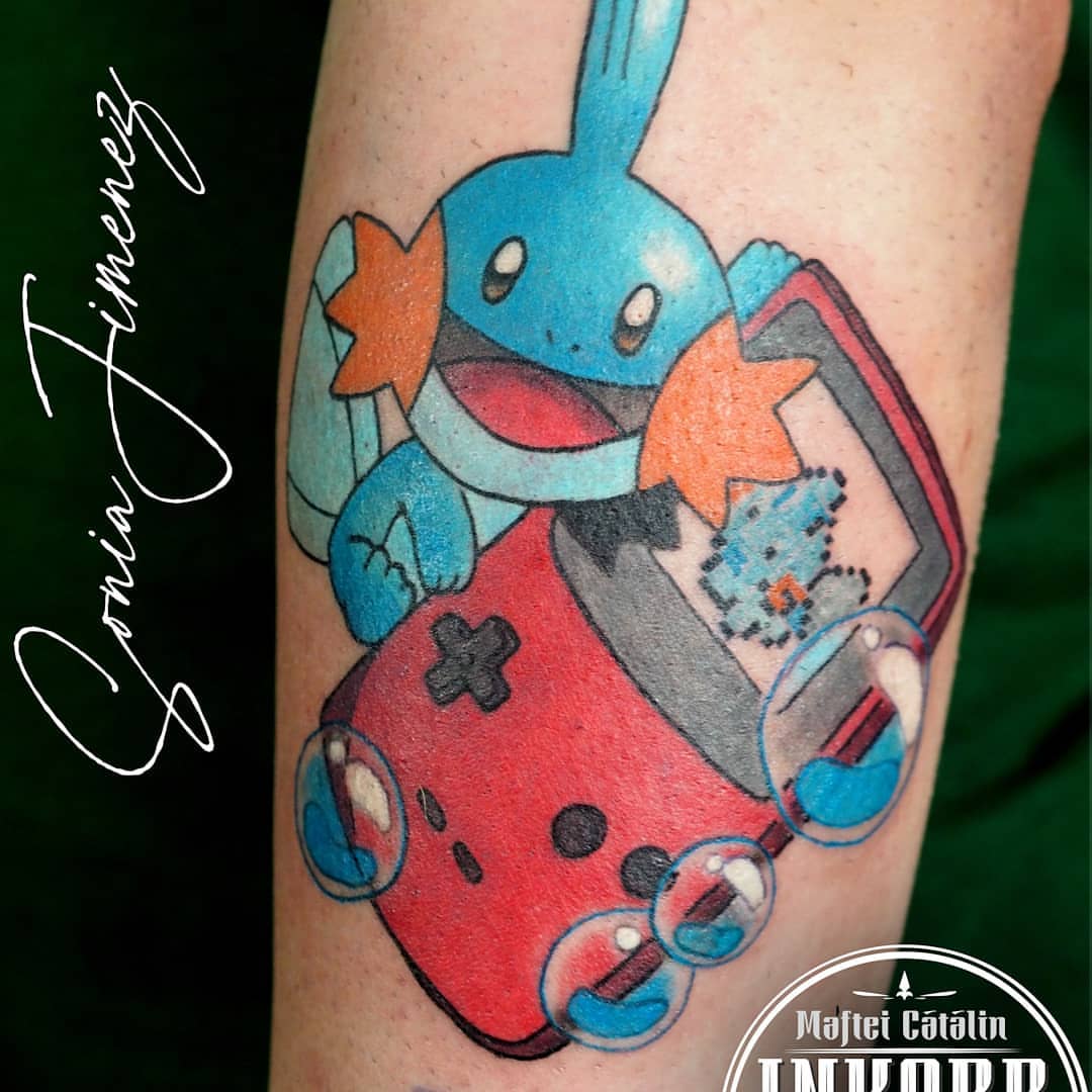 Squirtle dotwork tattoo on the forearm by Sonia