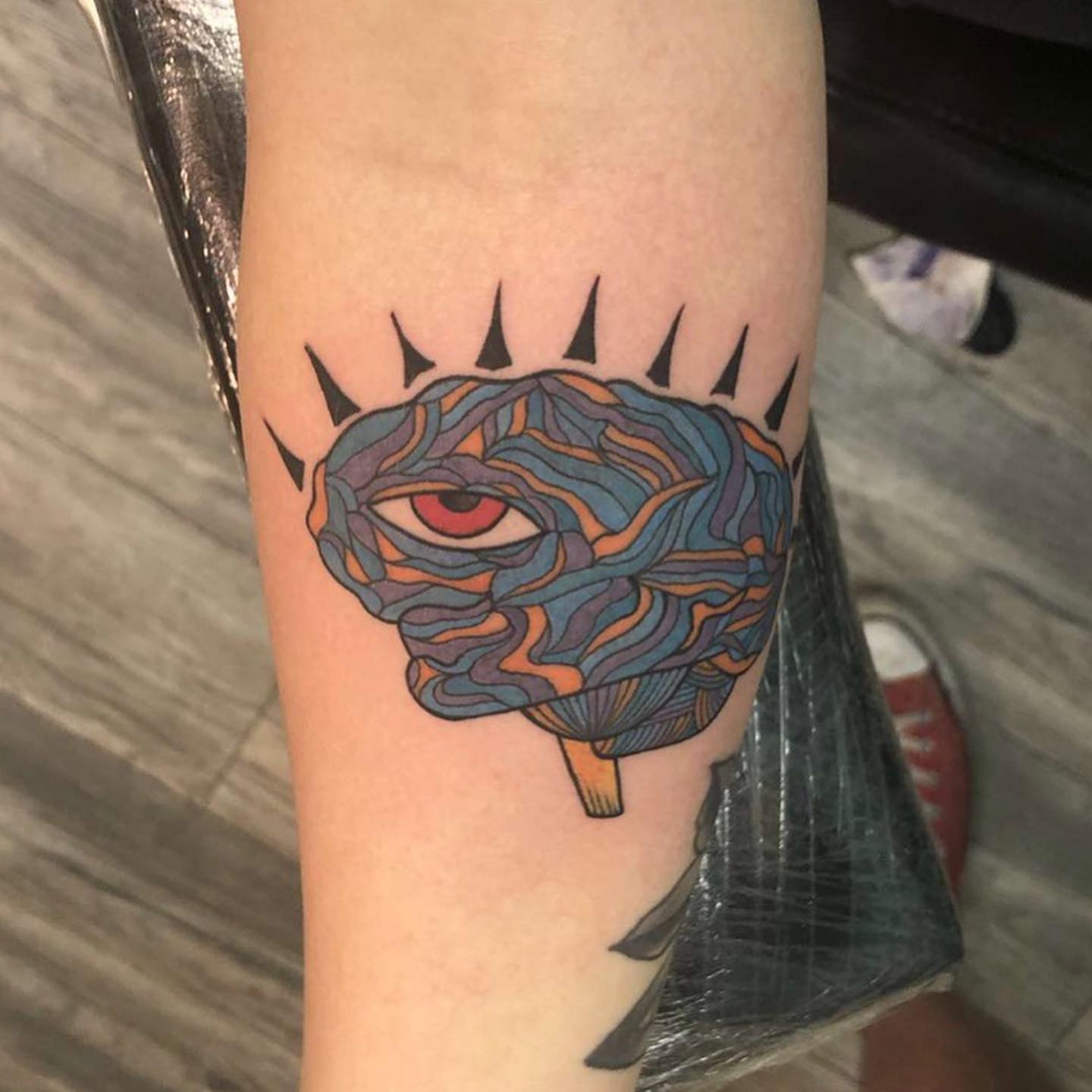 Abstract brain geometric tattoo on the forearm by s͓̽a͓̽w͓̽n͓̽j͓̽a͓̽