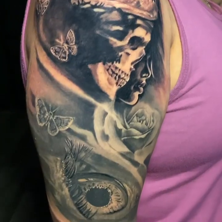 Tattoo by @augiestakes — realism, black_and_grey