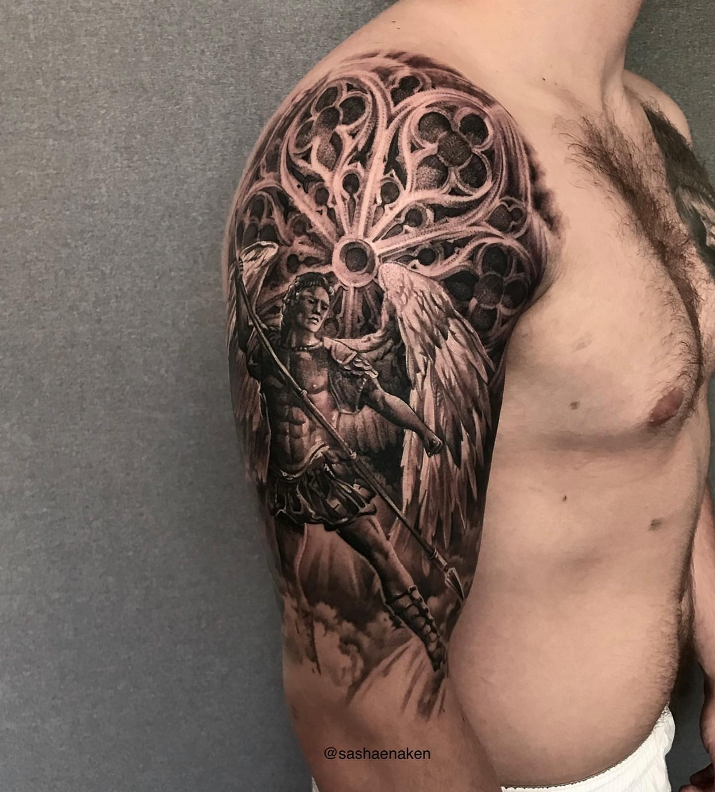 Tattoo by @sashaenaken — black_and_grey, realism