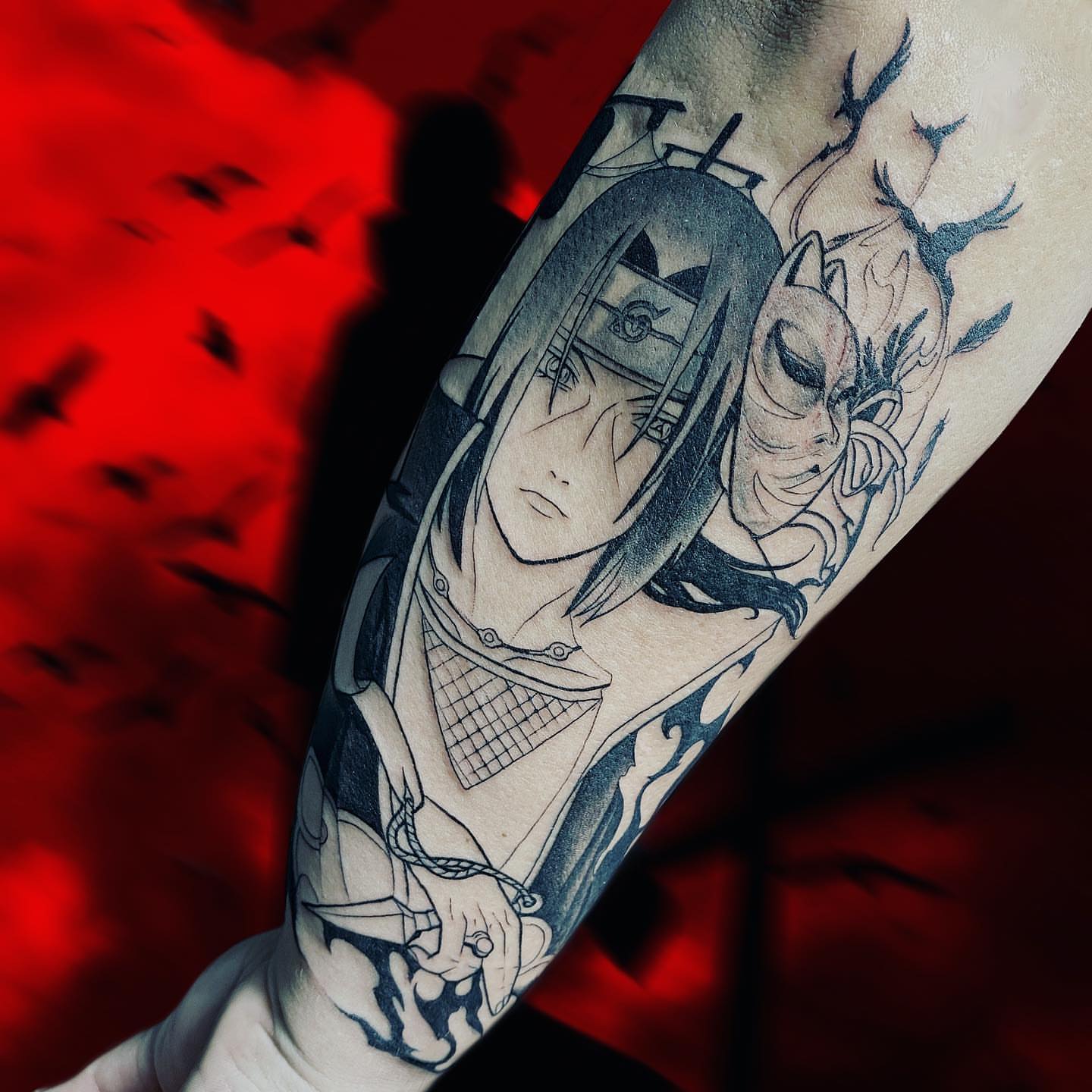 Anime character anime tattoo on the forearm by Saint Jimmy