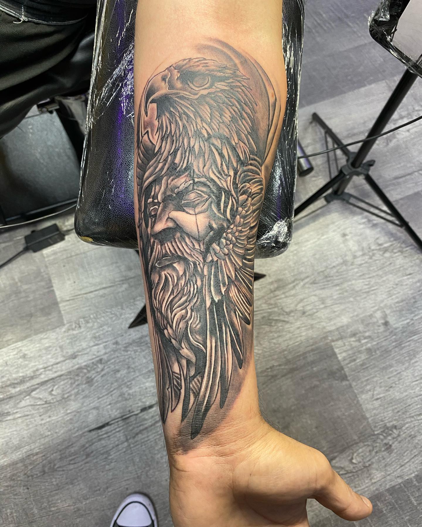 Tattoo by @oscartattoo — black_and_grey, realism