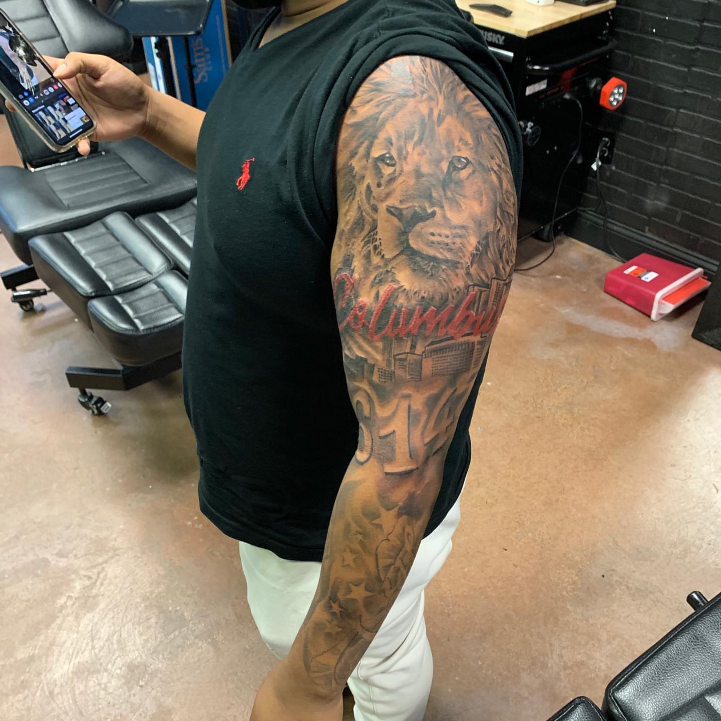 Lion realism tattoo on the forearm by Mikeyftsk2