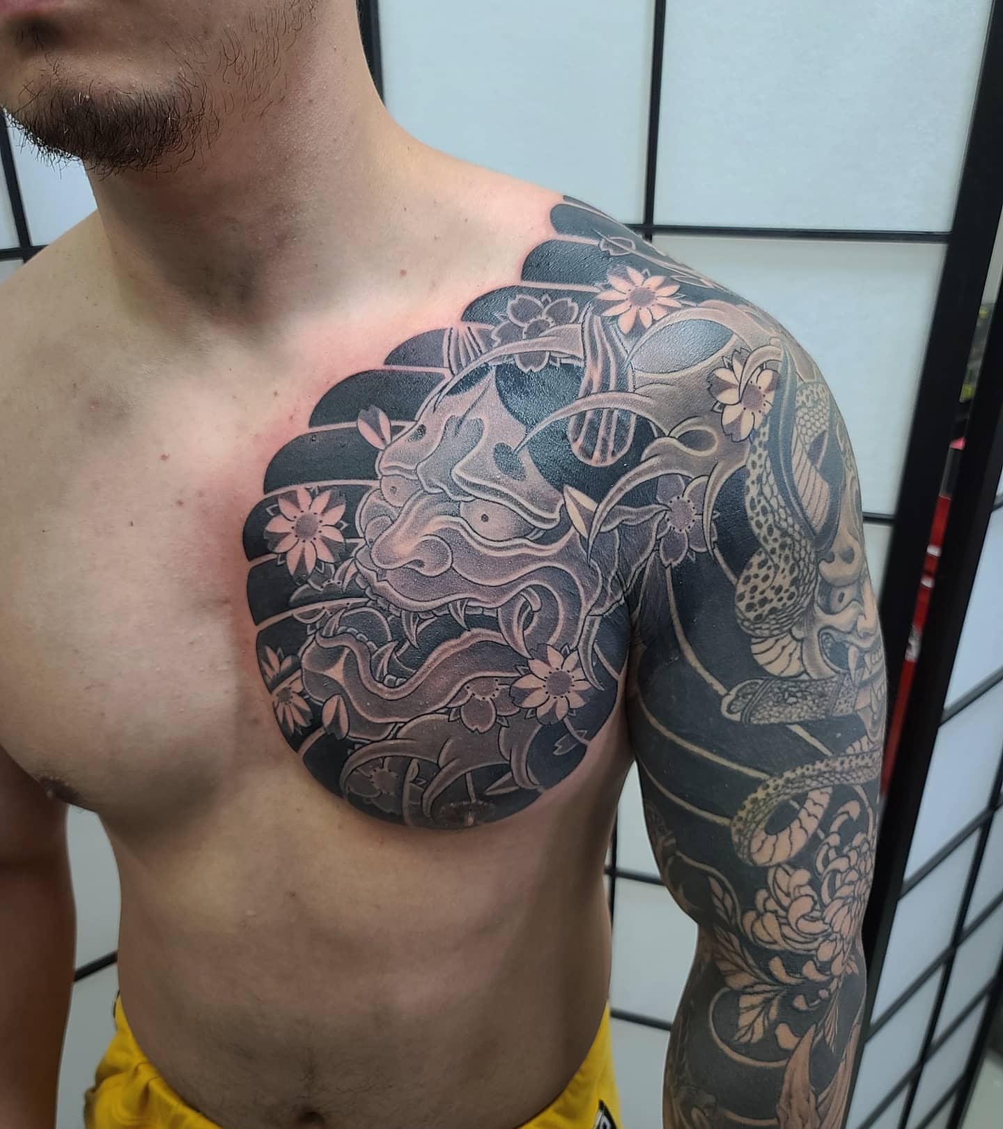 Tattoo by @chuntattoo — japanese_irezumi, black_and_grey