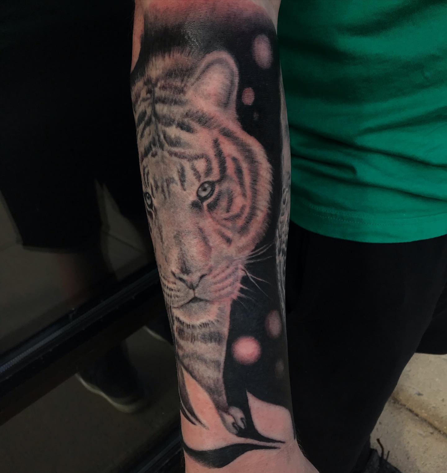 Tiger realism tattoo on the forearm by Elaine Nerowski ☾