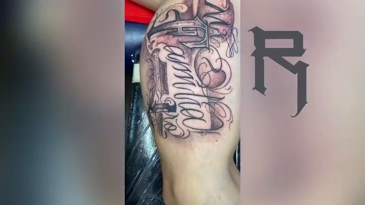 Tattoo by @rtist_ink — lettering_script, chicano