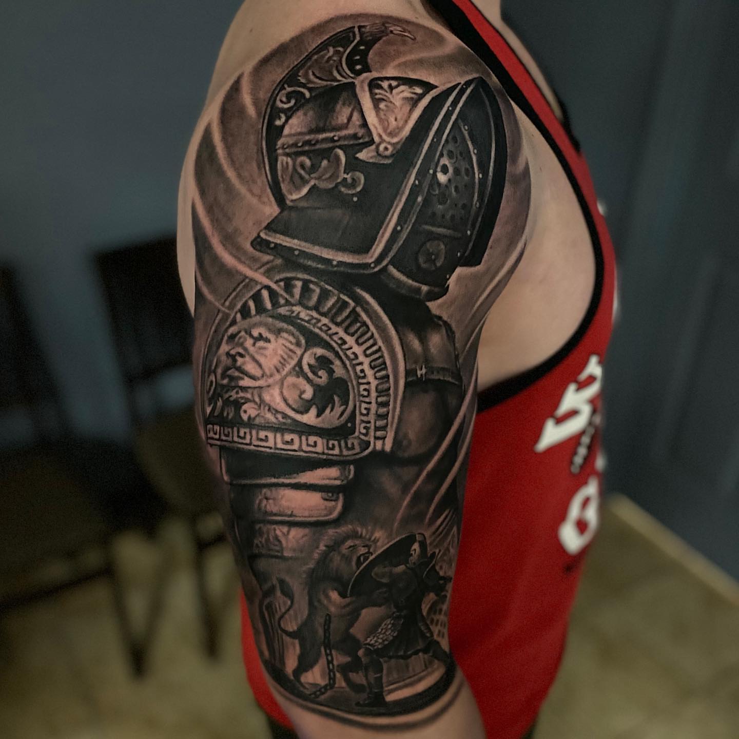 Ancient warrior realism tattoo on the forearm by Gary Graves