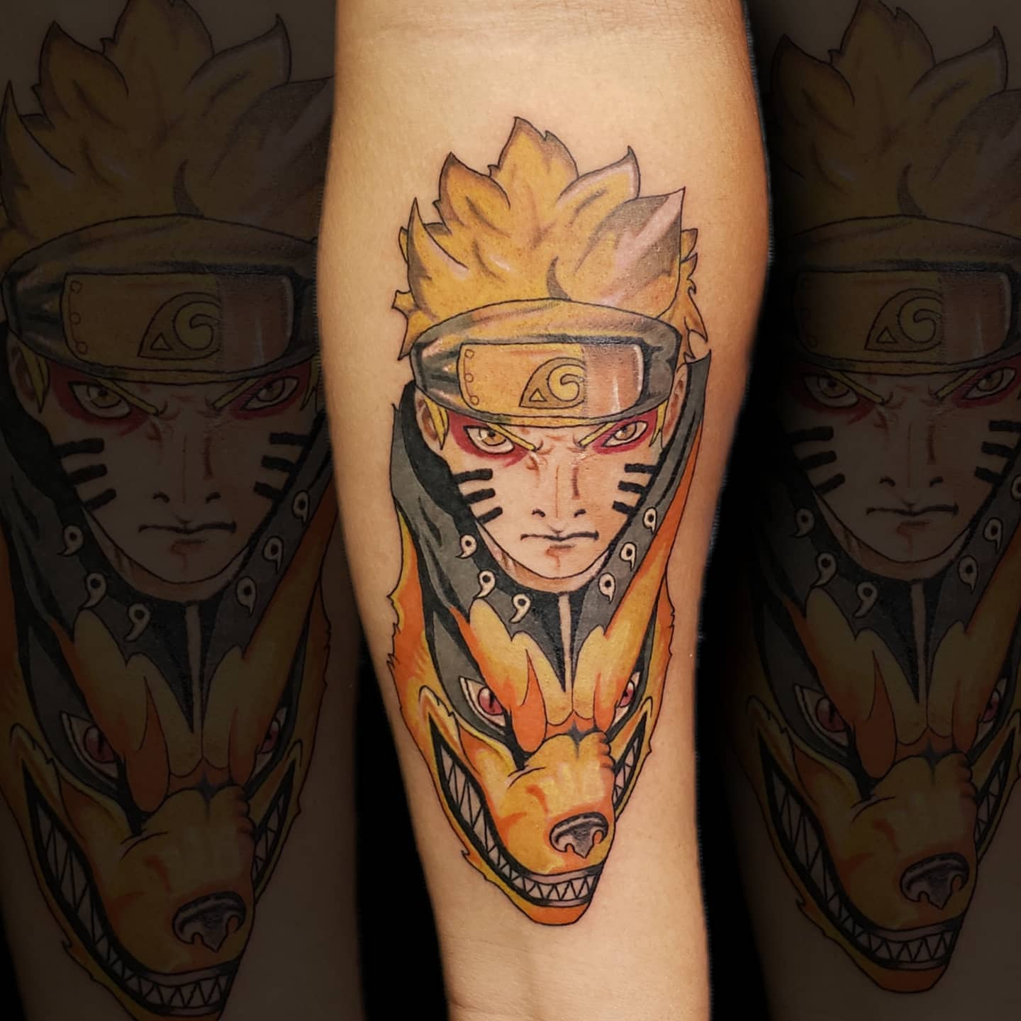 Naruto anime tattoo on the forearm by Mark Melanson
