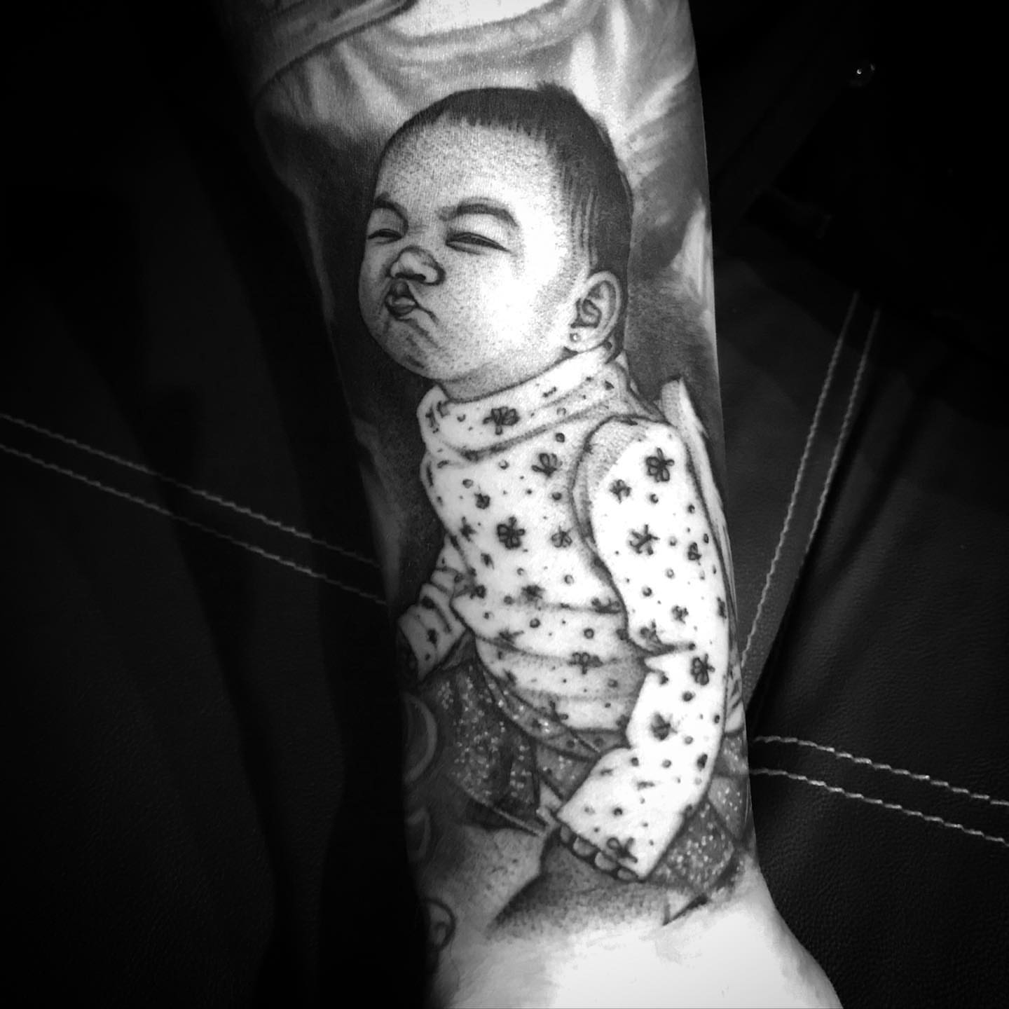 Baby dotwork tattoo on the forearm by π π π β π π π π