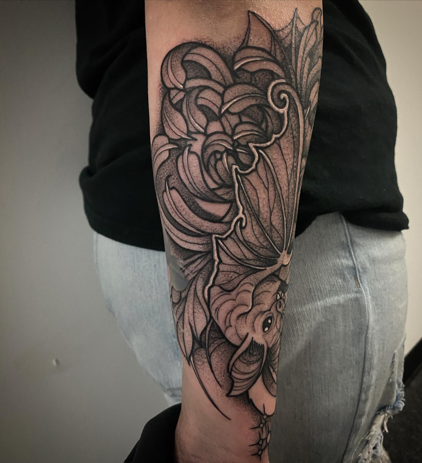 Tattoo by @dale13 — dotwork, black_and_grey