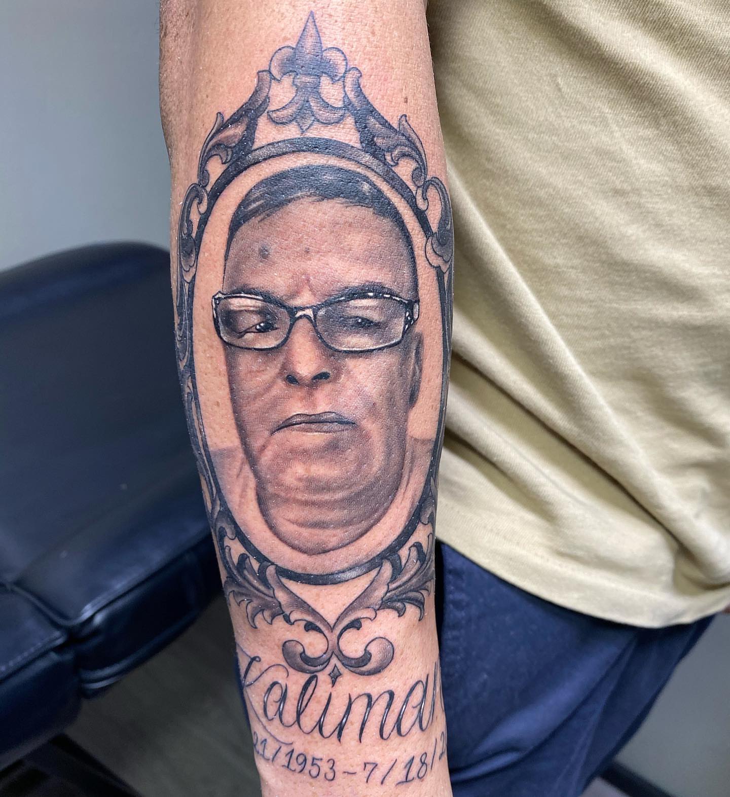Portrait realism tattoo on the forearm by TattsByShorty