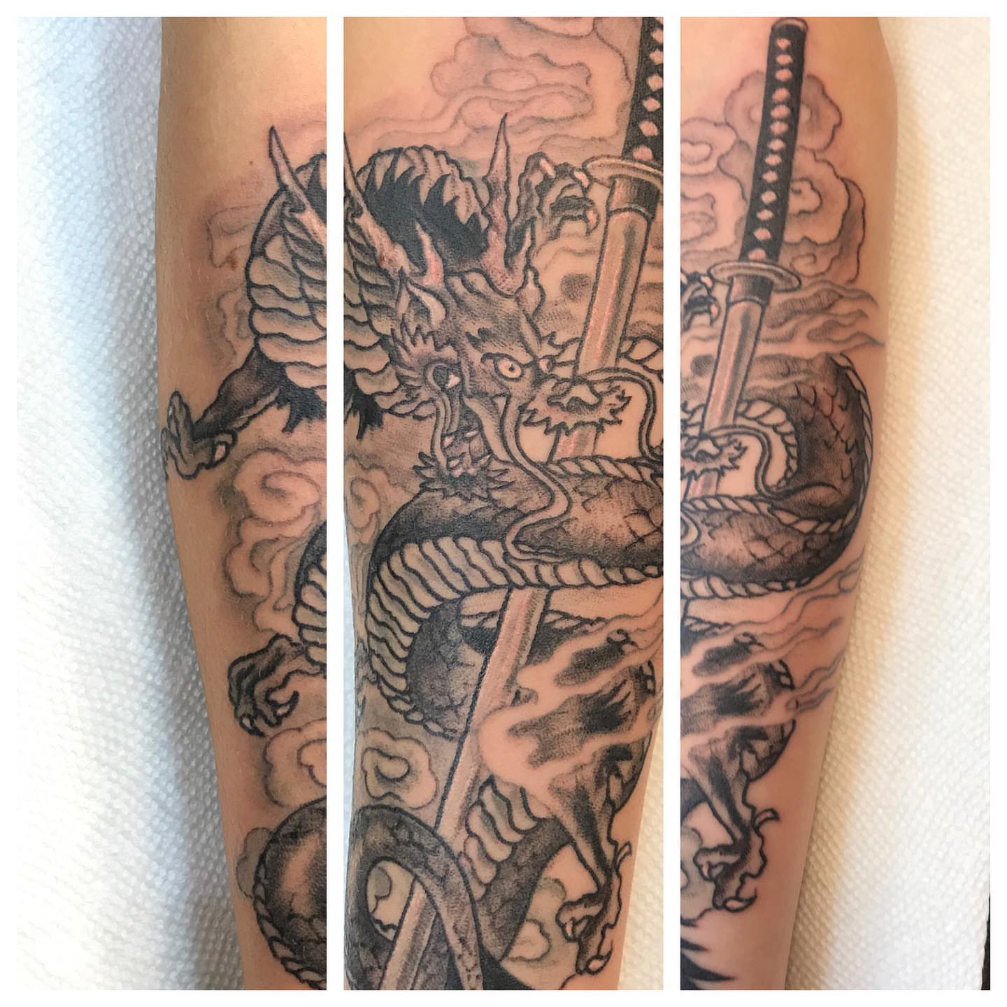 Tattoo by @mattfuckinwilliams — black_and_grey, japanese_irezumi