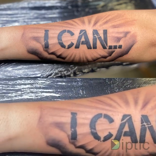 I CAN lettering script tattoo by pecous