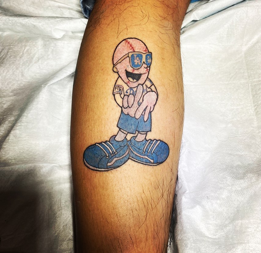 Cartoon character illustrative tattoo on the forearm by Felix perez (Tattooer)
